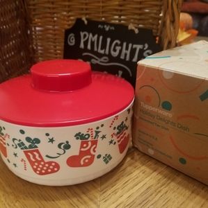 Tupperware Holiday Delights Dish Christmas Vintage Printed Container